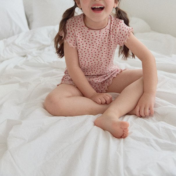 Kids SS25 Lettuce-Edge Short Sleeve Top and Shorts Set (1-6y) - 2 Colors - AT NOON STORE