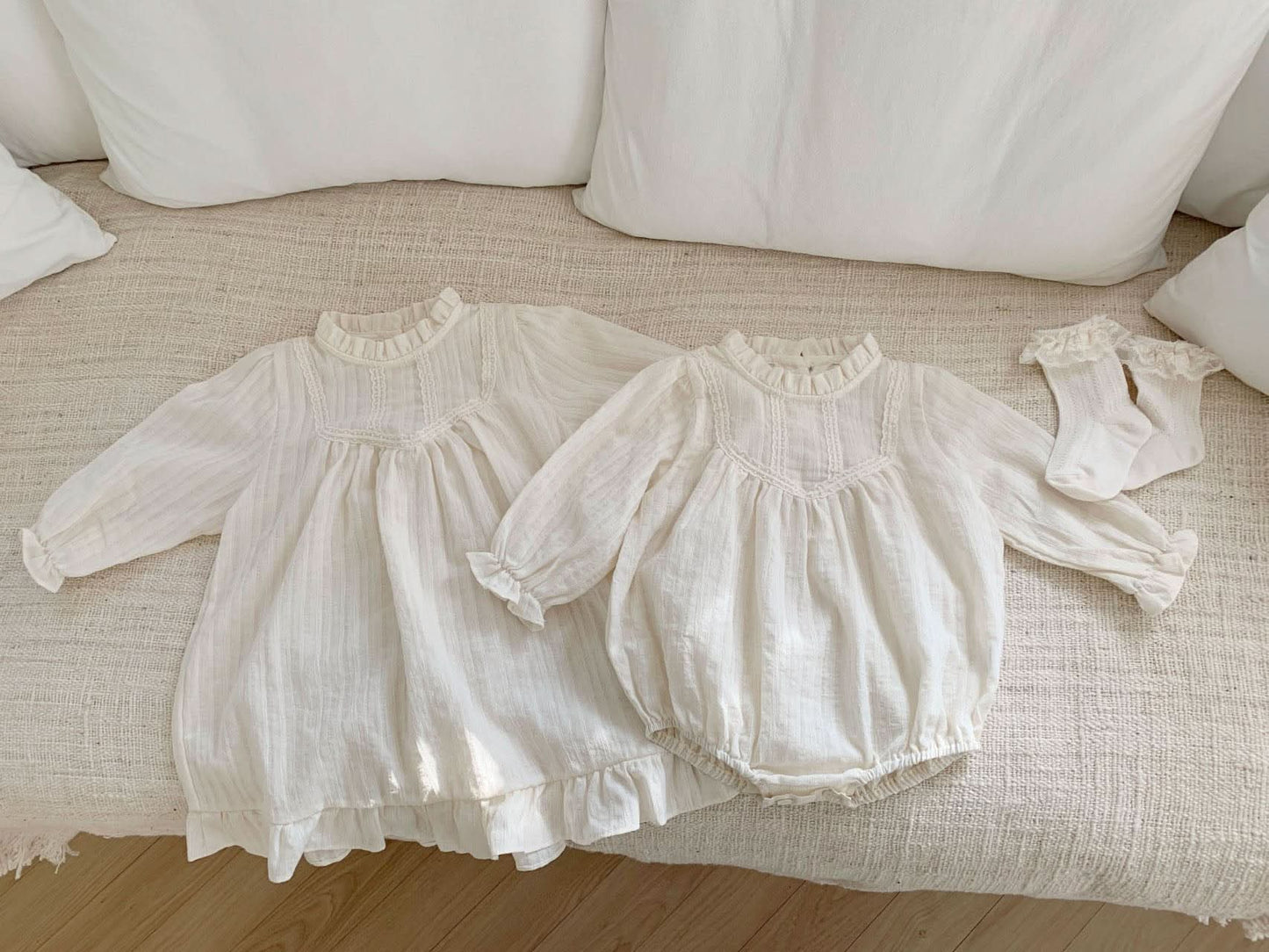 Toddler Ruffle Trim Lace York Dress (1-5y) - Cream - AT NOON STORE