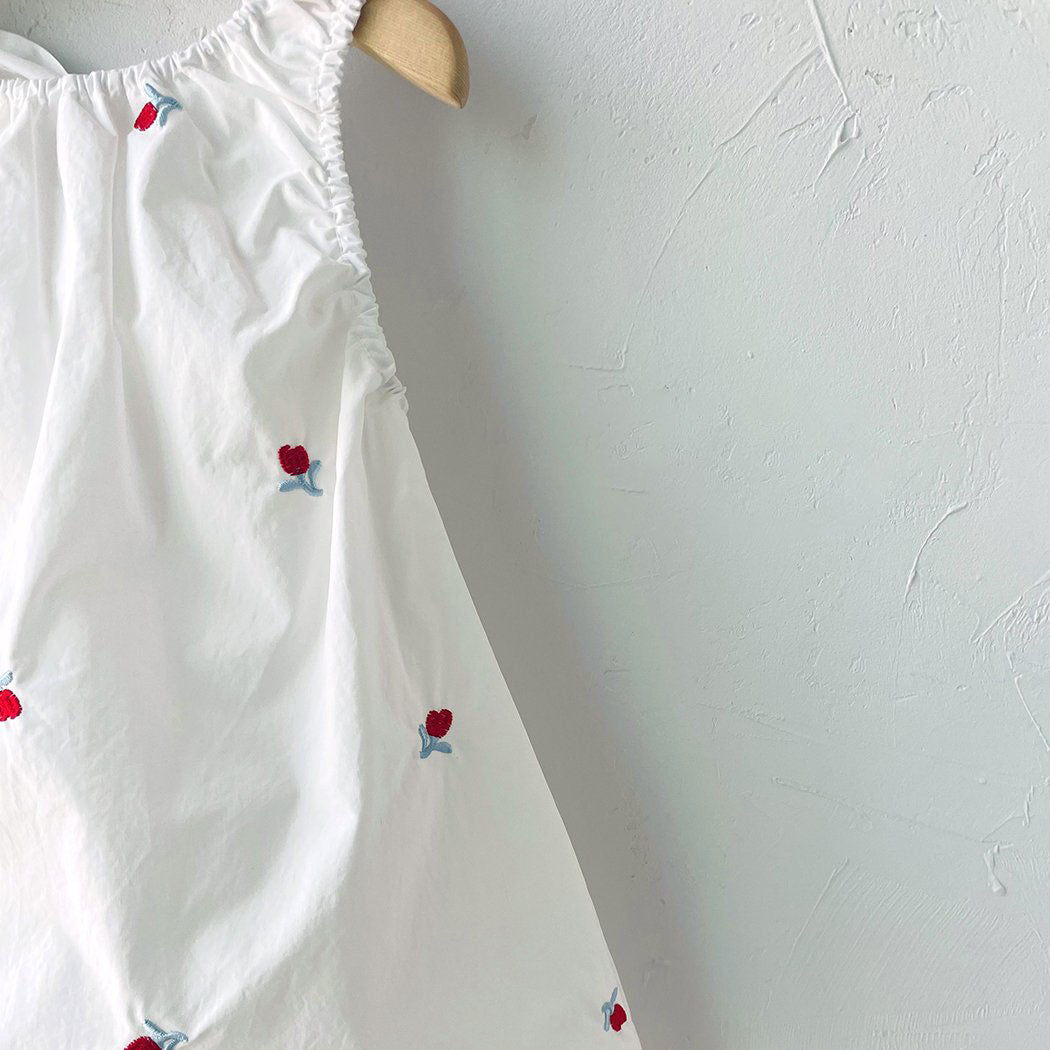 Toddler Milk SS25 Floral Embroidery Sleeveless Tie Back Bubble Dress (1-7y) - Ivory - AT NOON STORE