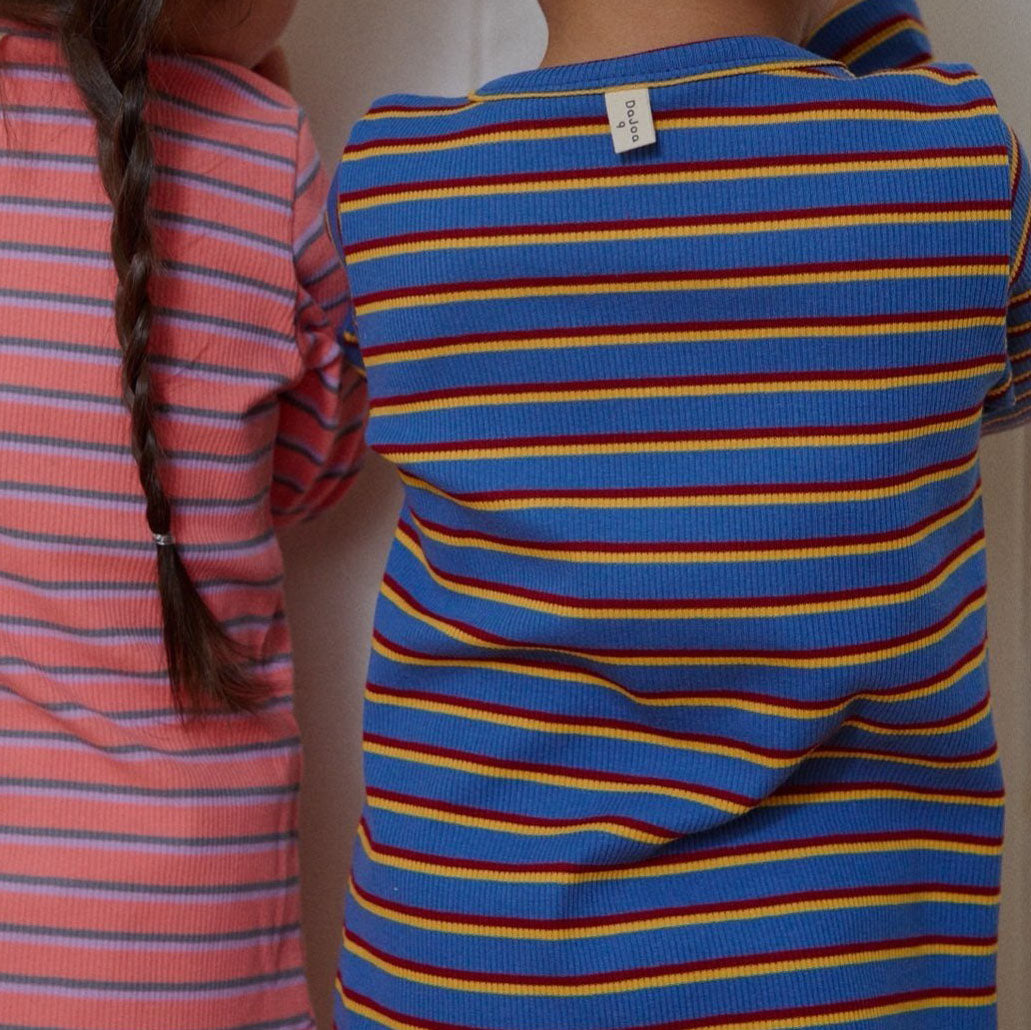 Kids F25 Ribbed Multicolor Stripe Long Sleeve Top and Pants Set (1-5y) - Blue - AT NOON STORE