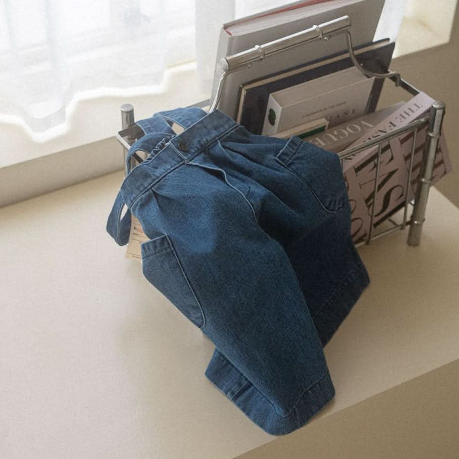 Toddler Wide Leg Denim Pants With Detachable Suspender (1-6y) - 2 Colors - AT NOON STORE