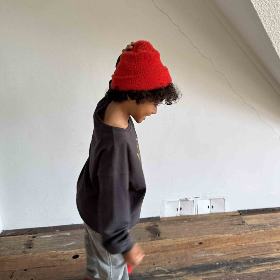 Toddler F25 Fuzzy Beanie (2-10y) - Red - AT NOON STORE