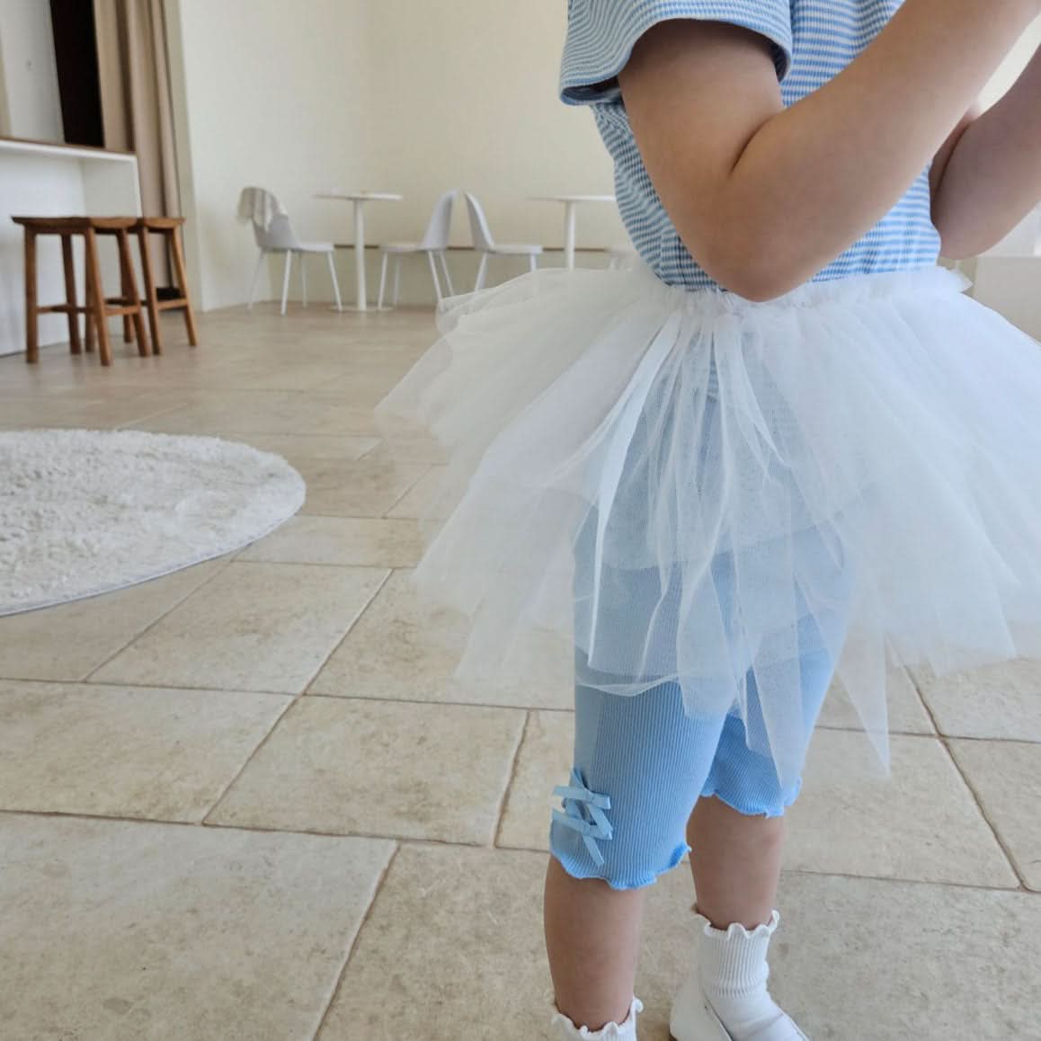 Toddler Lettuce-Edge Bow Knee Length Leggings (1-7y)- 3 Colors - AT NOON STORE