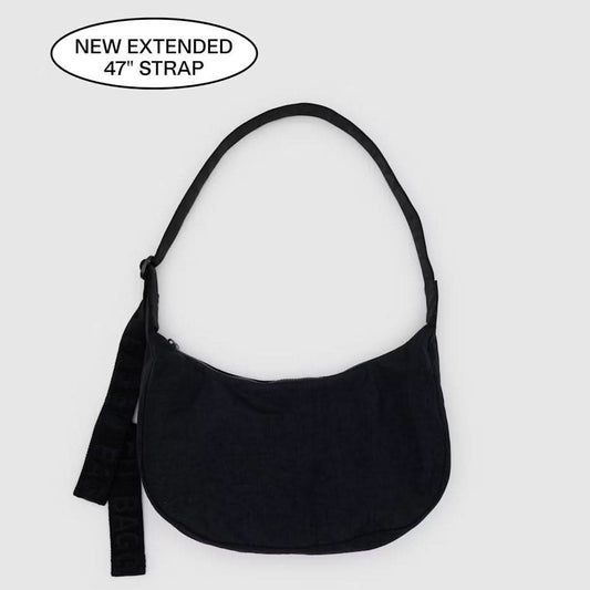 Baggu Medium Nylon Crescent Bag (New Extended 47" Strap) - Black - AT NOON STORE