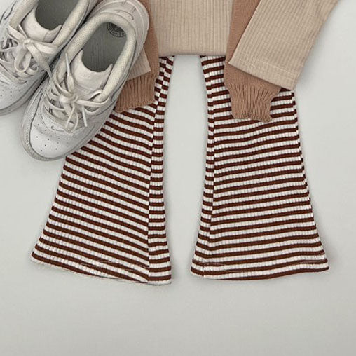 Kids F25 Stripe Ribbed Flare Pants (2-7y) - 4 Colors - AT NOON STORE