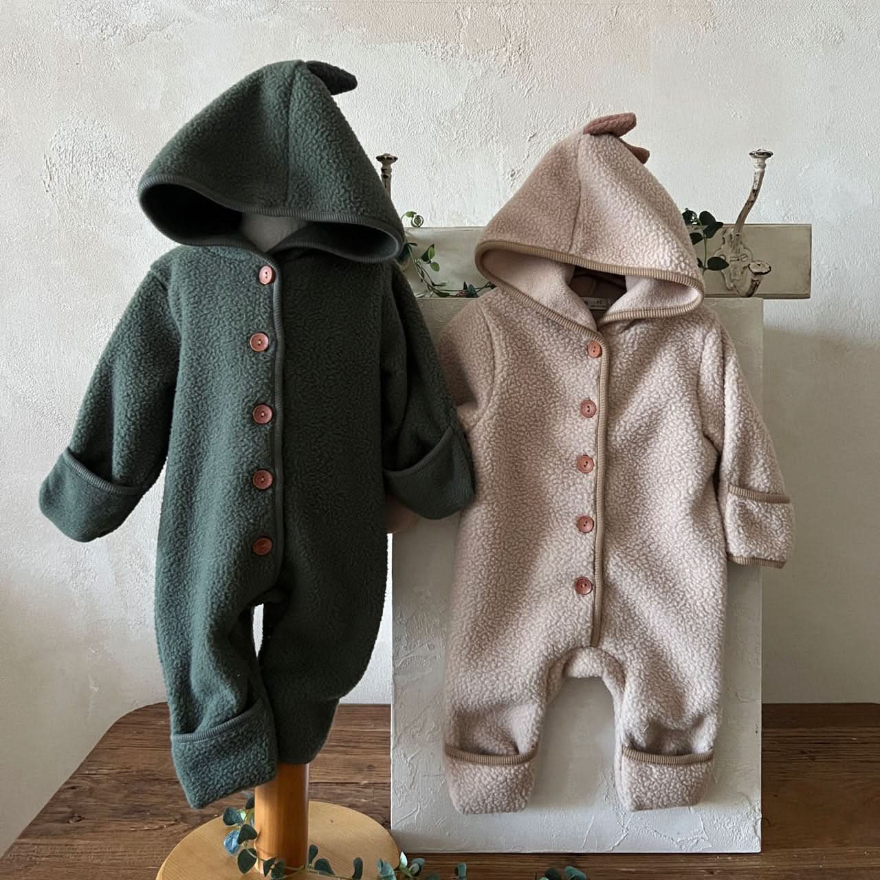 Baby Fleece Dinosaur Hooded Jumpsuit (6-24m) - 2 Colors - AT NOON STORE
