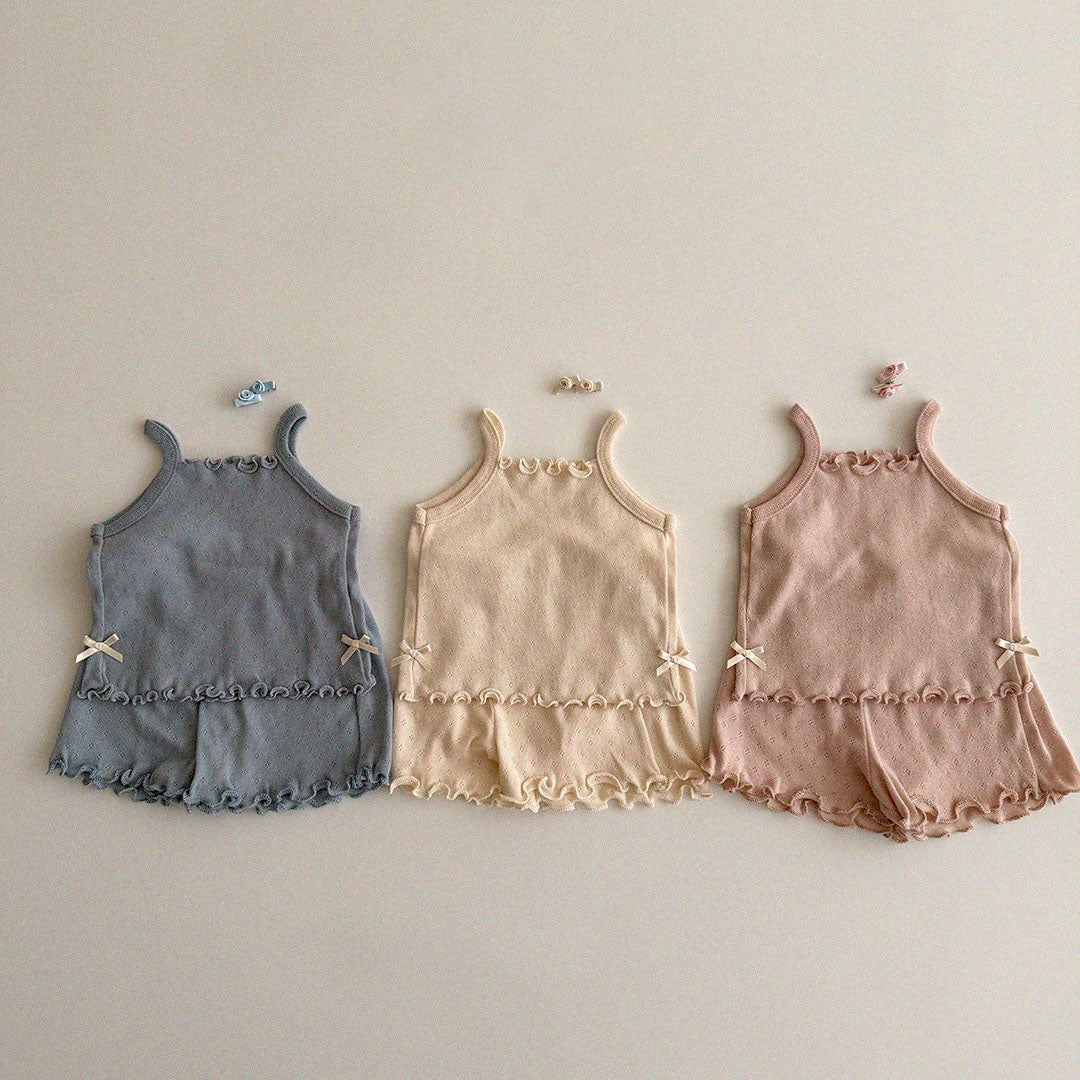 Baby/Toddler Aosta SS25 Pointelle Bow Cami Top (3m-5y)- 3 Colors - AT NOON STORE