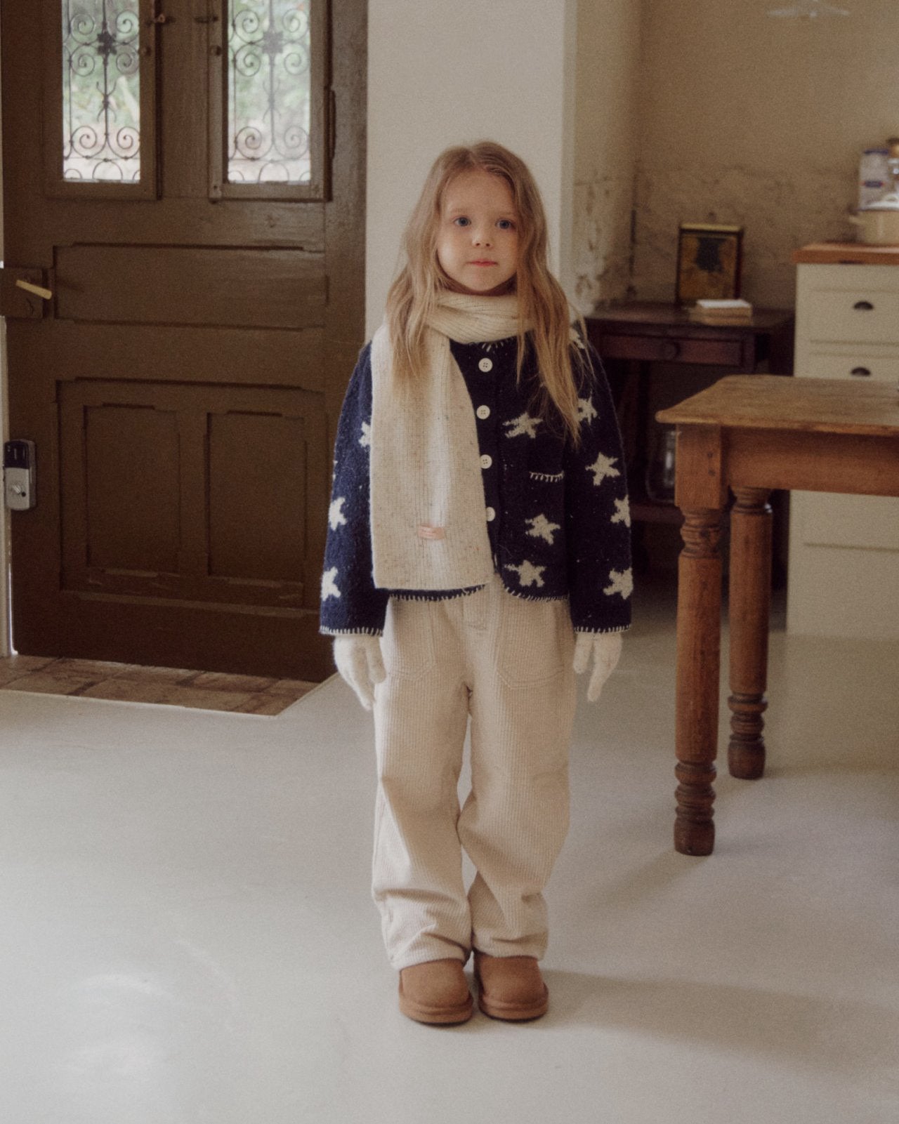 Kids W25 White Star Cadigan(3-8y) - Navy