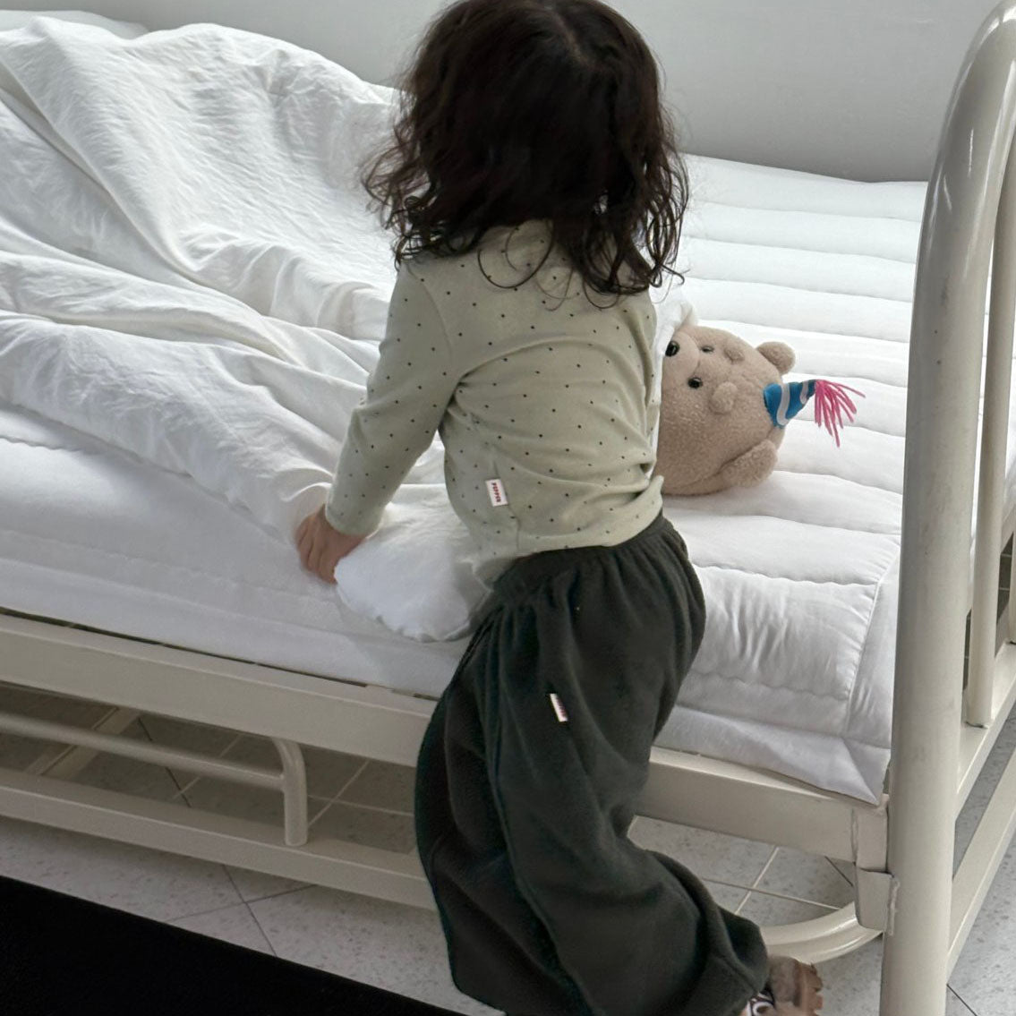 Toddler W25 Warm Fleece Polka Dot Mock Neck Long Sleeve Top (1-7y) - 2 Colors