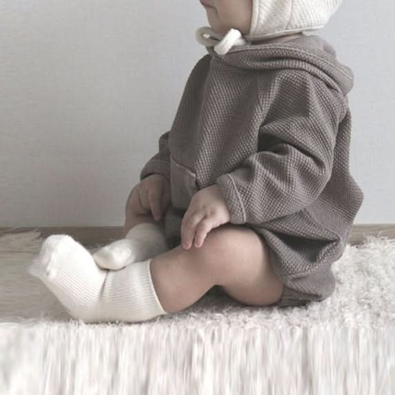Baby Nunu Textured Kangaroo Pocket Hoodie Romper (3-18m) - 3 Colors - AT NOON STORE