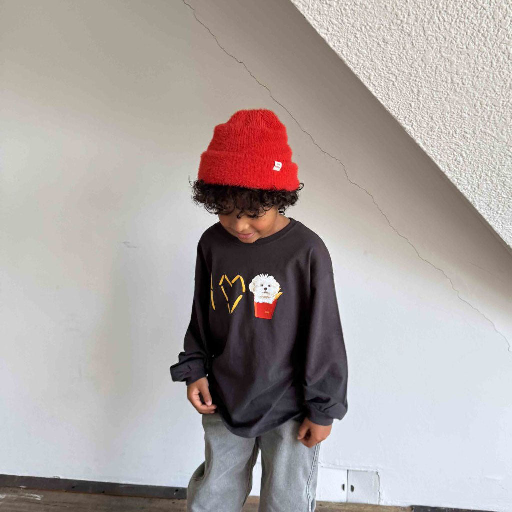 Toddler F25 Fuzzy Beanie (2-10y) - Red - AT NOON STORE
