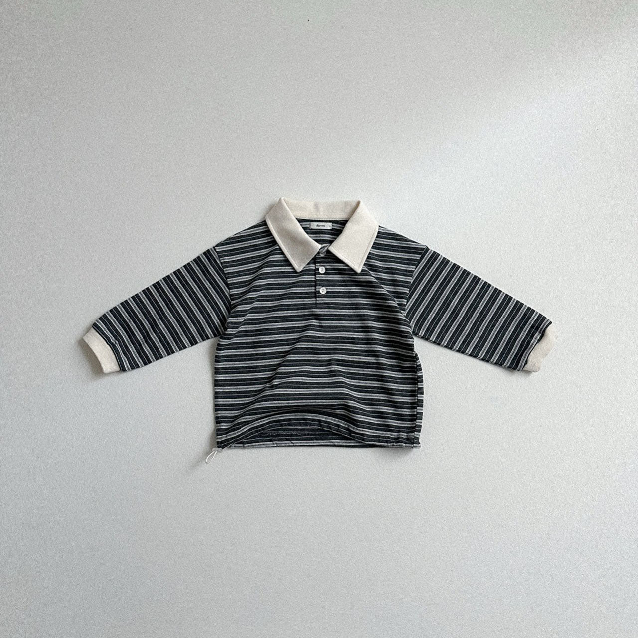 Toddler W25 Adjustable Hem Stripe Collar Long Sleeve Top (2-7y) - 3 Colors
