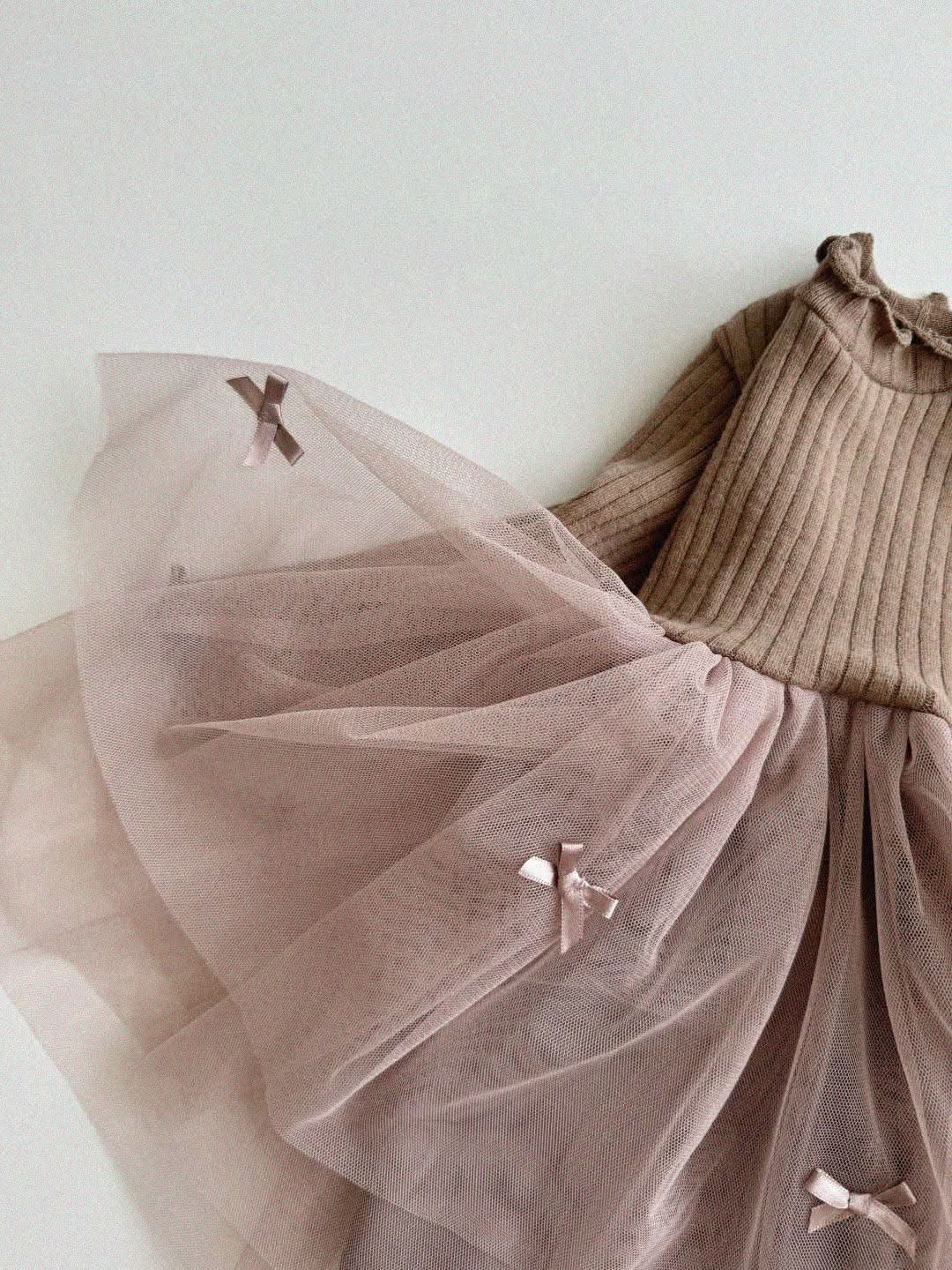 Baby Toddler Aosta F24 Lettuce-edge Long Sleeve Bow Tutu Dress (3m-5y) - 2 Colors - AT NOON STORE