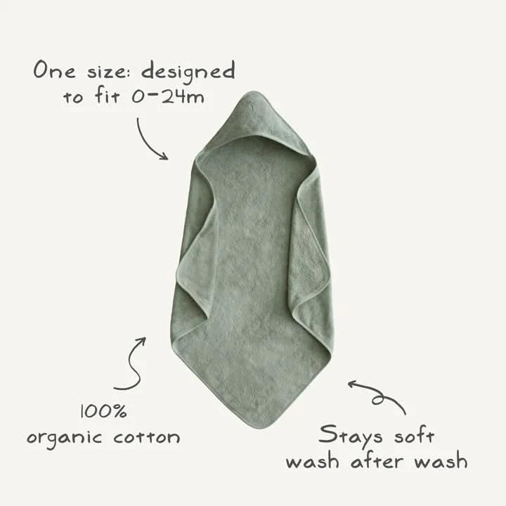 Mushie Organic Cotton Baby Hooded Towel - Pearl - AT NOON STORE