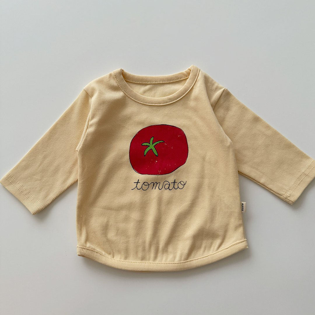 Baby/Toddler Aosta F25 Tomato Print Ribbed Long Sleeve Top (3m-5y)- 2 Colors - AT NOON STORE