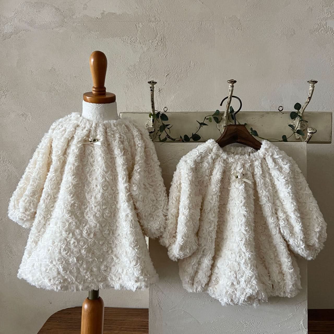 Baby Lala W24 Swirl Rosebud Fur Romper (6-24m) - Ivory - AT NOON STORE