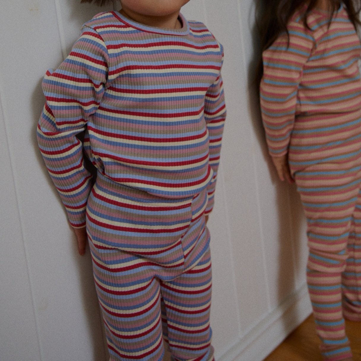 Kids F25 Ribbed Multicolor Stripe Long Sleeve Top and Pants Set (1-5y) - Red Stripe - AT NOON STORE
