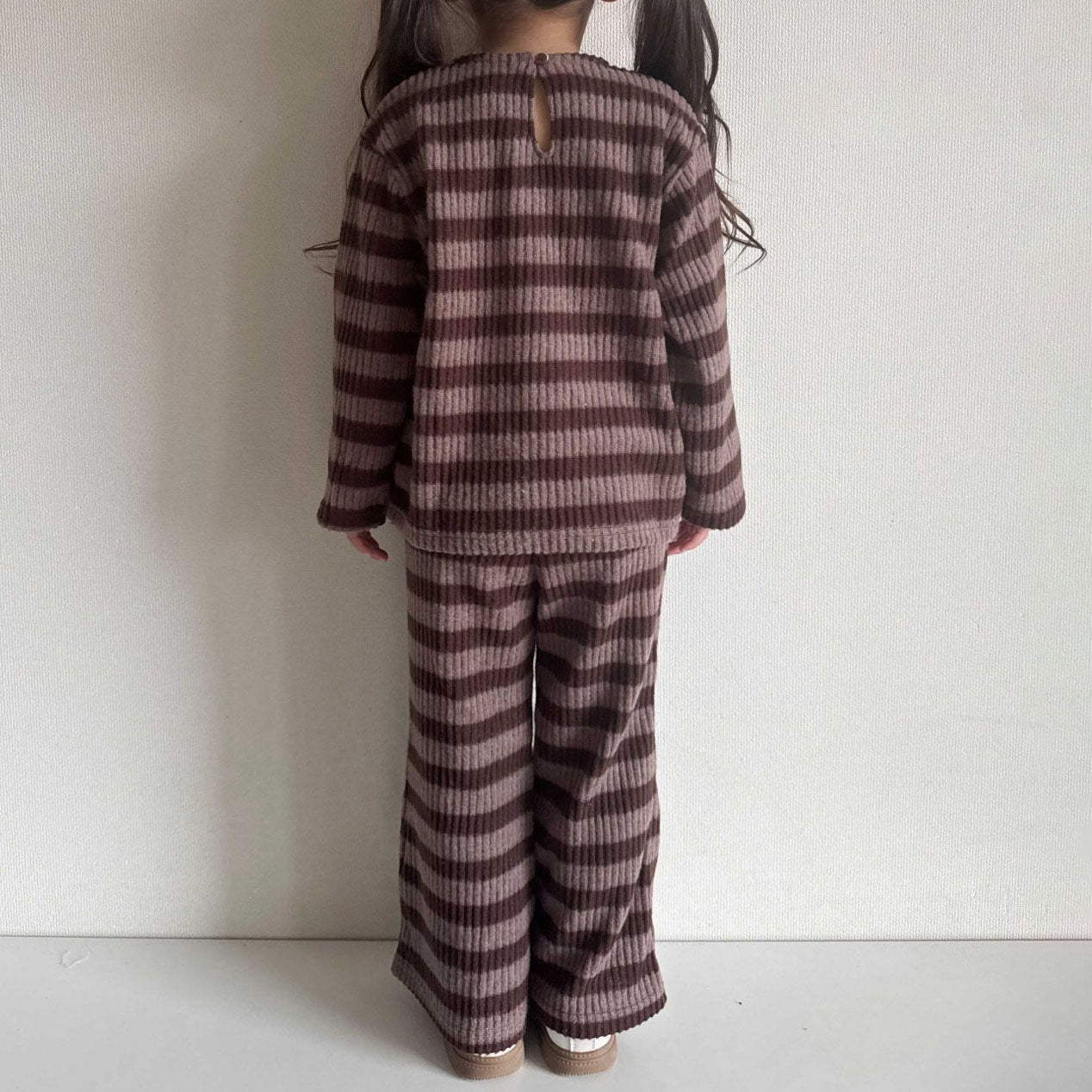 Toddler Stripe Ribbed Top and Flare Pants Set (1-6y) - 2 Colors