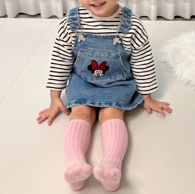 Toddler Disney Minnie Embroidery Kangaroo Pocket Denim Skirtalls (1-6y) - AT NOON STORE