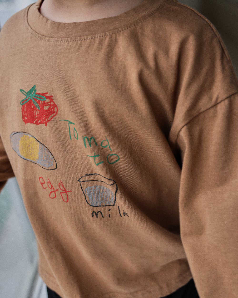 Toddler F26 Tomato Egg Milk Print Long Sleeve Top (6m-6y) - 2 Colors