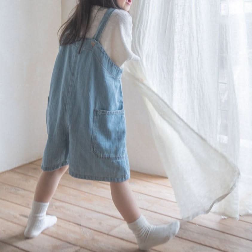 Toddler Anggo Kangaroo Pocket Denim Overalls (1-6y) - Denim - AT NOON STORE