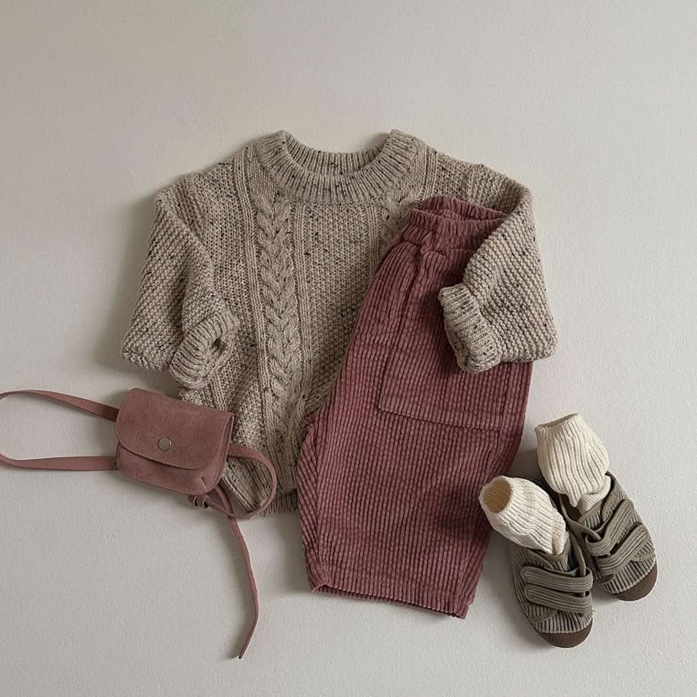Toddler W24 Relaxed Crewneck Cable-Knit Sweater (10m-4y) - 2 Colors - AT NOON STORE