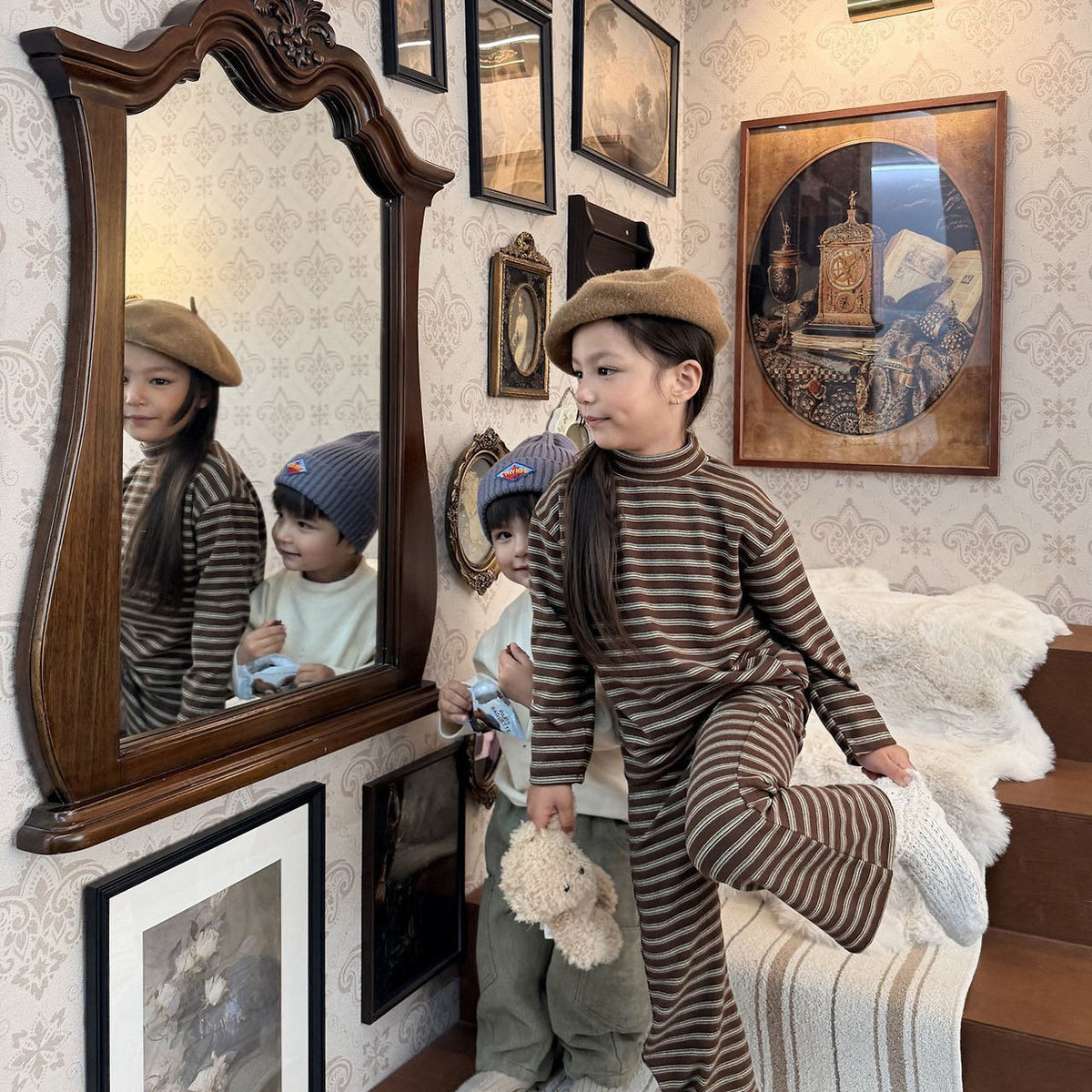 Toddler FW26 Stripe Flare Pants (1-7y) - Brown