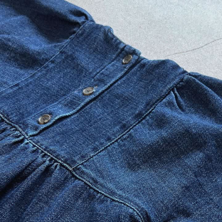 Toddler Square Neckline Denim Dress (3-8y) - Blue - AT NOON STORE