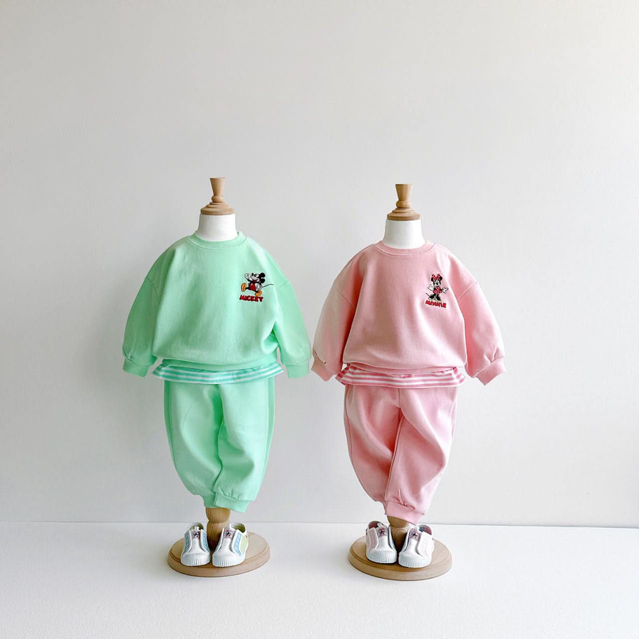 Toddler Disney Friends Stripe Layered Sweatshirt and Jogger Pants Set (1-6y) - 4 Colors - AT NOON STORE