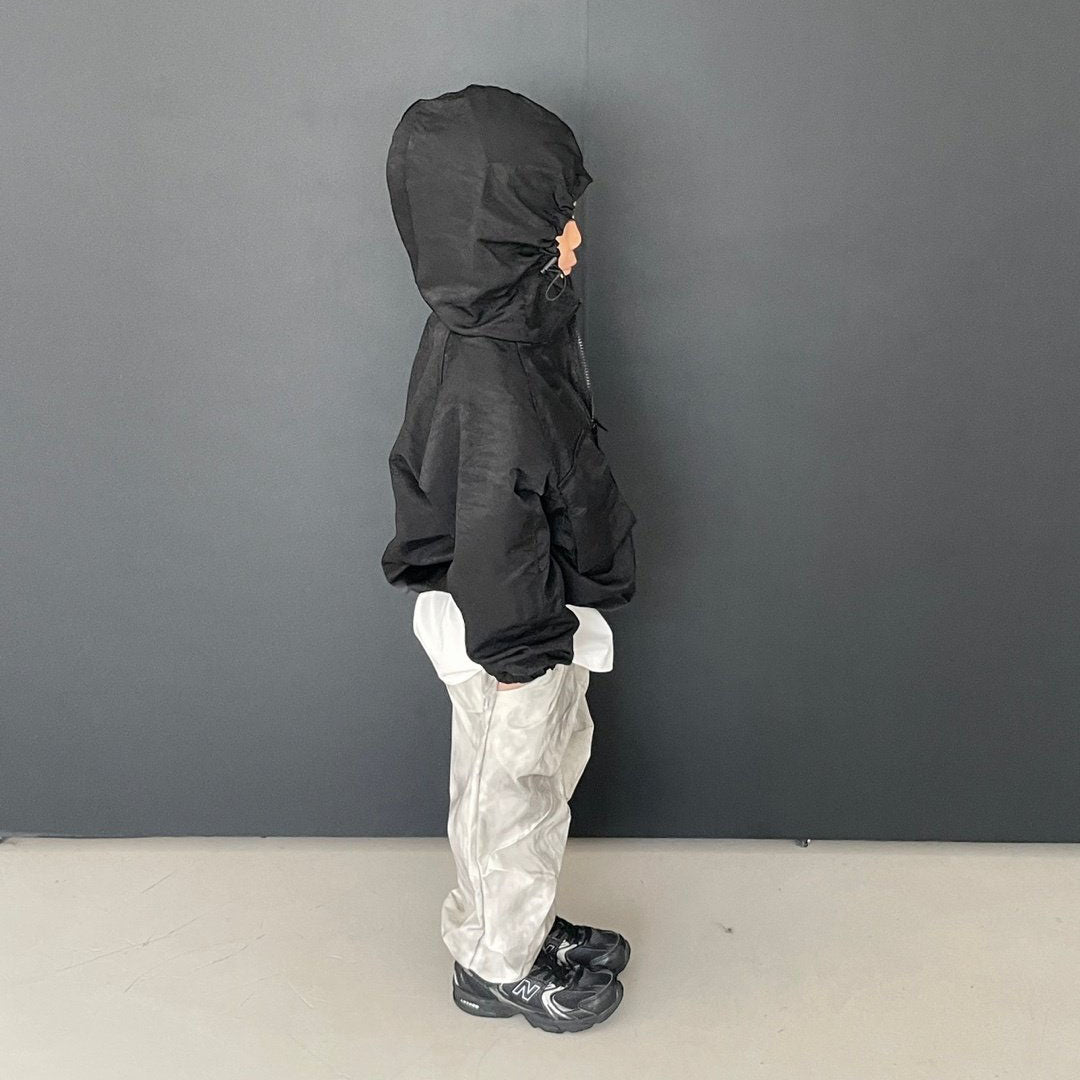 Toddler F25 Multi Pocket Adjustable Hem String Hooded Jacket (3-7y) - Black - AT NOON STORE
