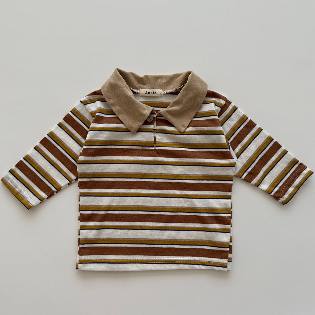 Baby/Toddler Aosta F25 Multi Striped Collar Long Sleeve Top (3m-5y)- 2 Colors - AT NOON STORE