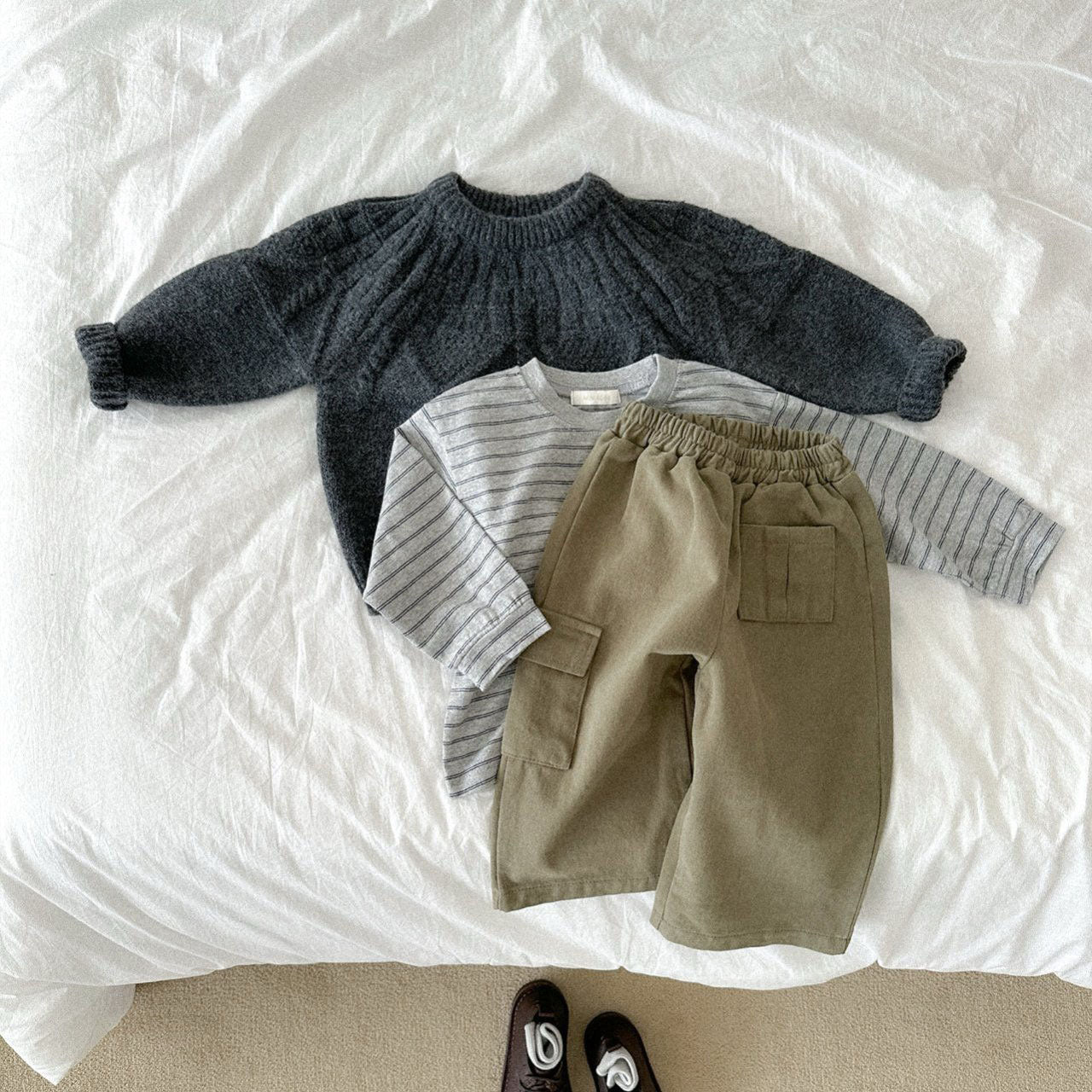 Toddler W25 Cable Knit Sweater (10m-4y) - Charcoal - AT NOON STORE