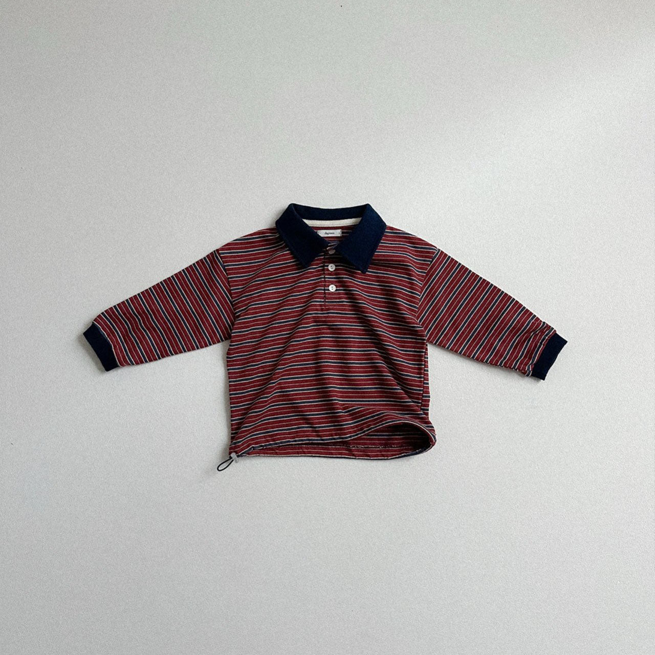 Toddler W25 Adjustable Hem Stripe Collar Long Sleeve Top (2-7y) - 3 Colors