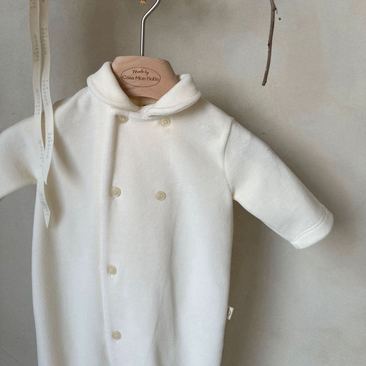 Baby Monbebe W24 Cotton Footed Jumpsuit and Bonnet Set (0-6m) - 3 Colors - AT NOON STORE