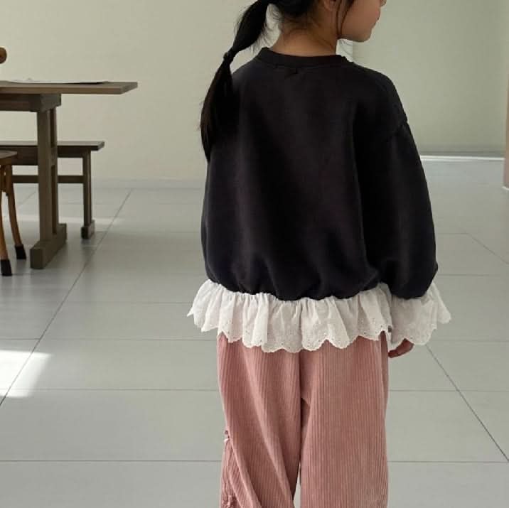 Toddler 'You Love Me' Lace Trim Sweatshirt (2-7y) - 2 Colors - AT NOON STORE