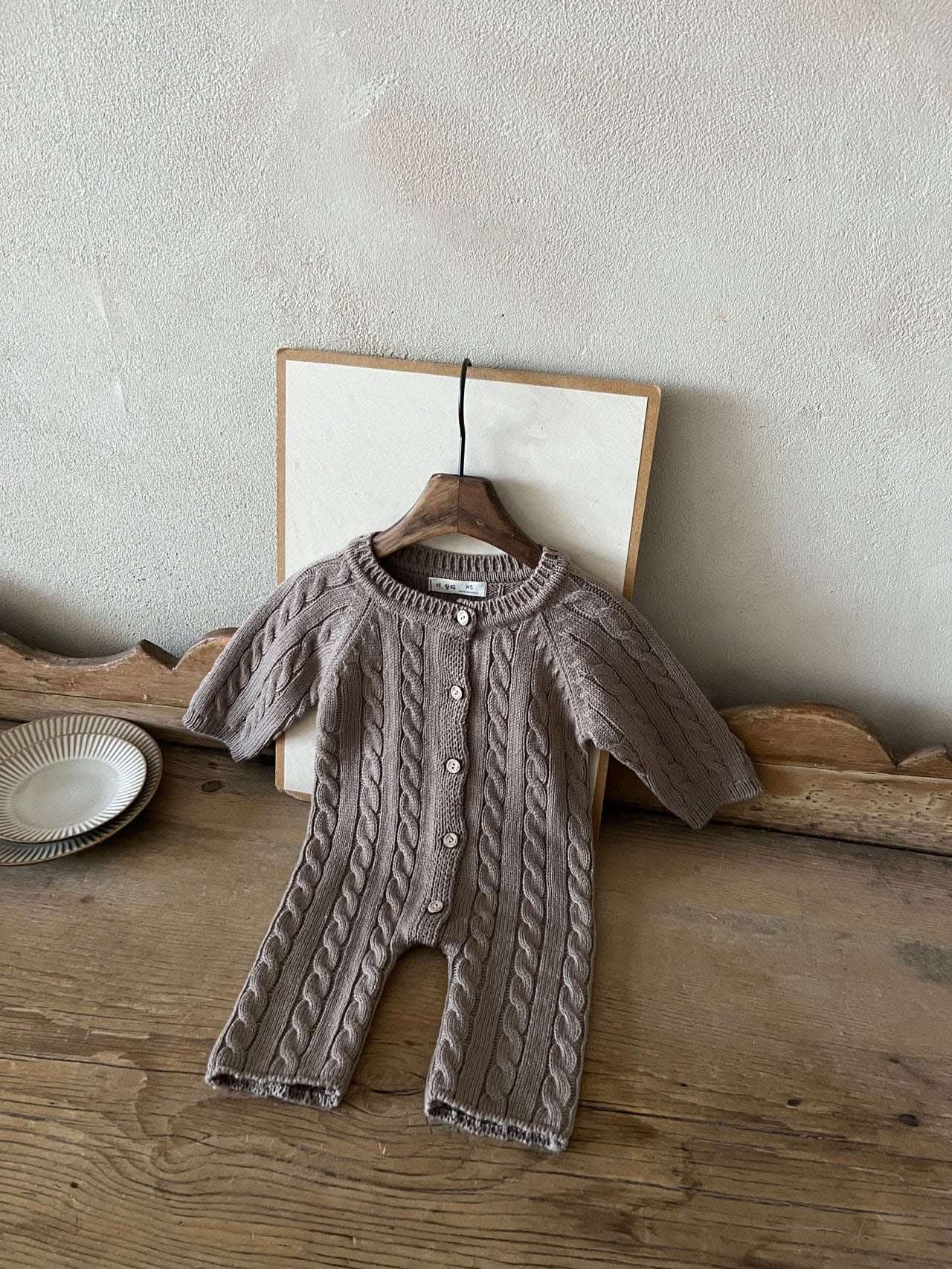 Baby Cable Knit Sweater Long Sleeve Jumpsuit (0-24m) - 3 Colors - AT NOON STORE