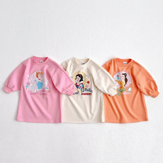 Toddler Disney Princess Print Cotton Dress (1-6y) - 3 Colors - AT NOON STORE