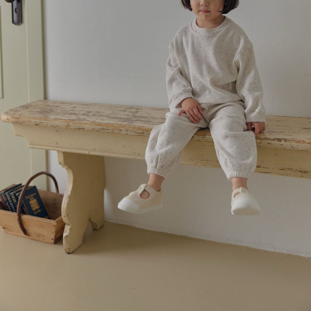 Kids F25 Waffle Confetti Long Sleeve Sweatshirt and Jogger Pants Set (1-7y) - Ivory - AT NOON STORE