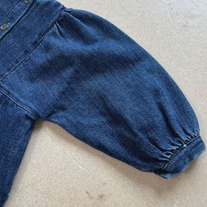 Toddler Square Neckline Denim Dress (3-8y) - Blue - AT NOON STORE