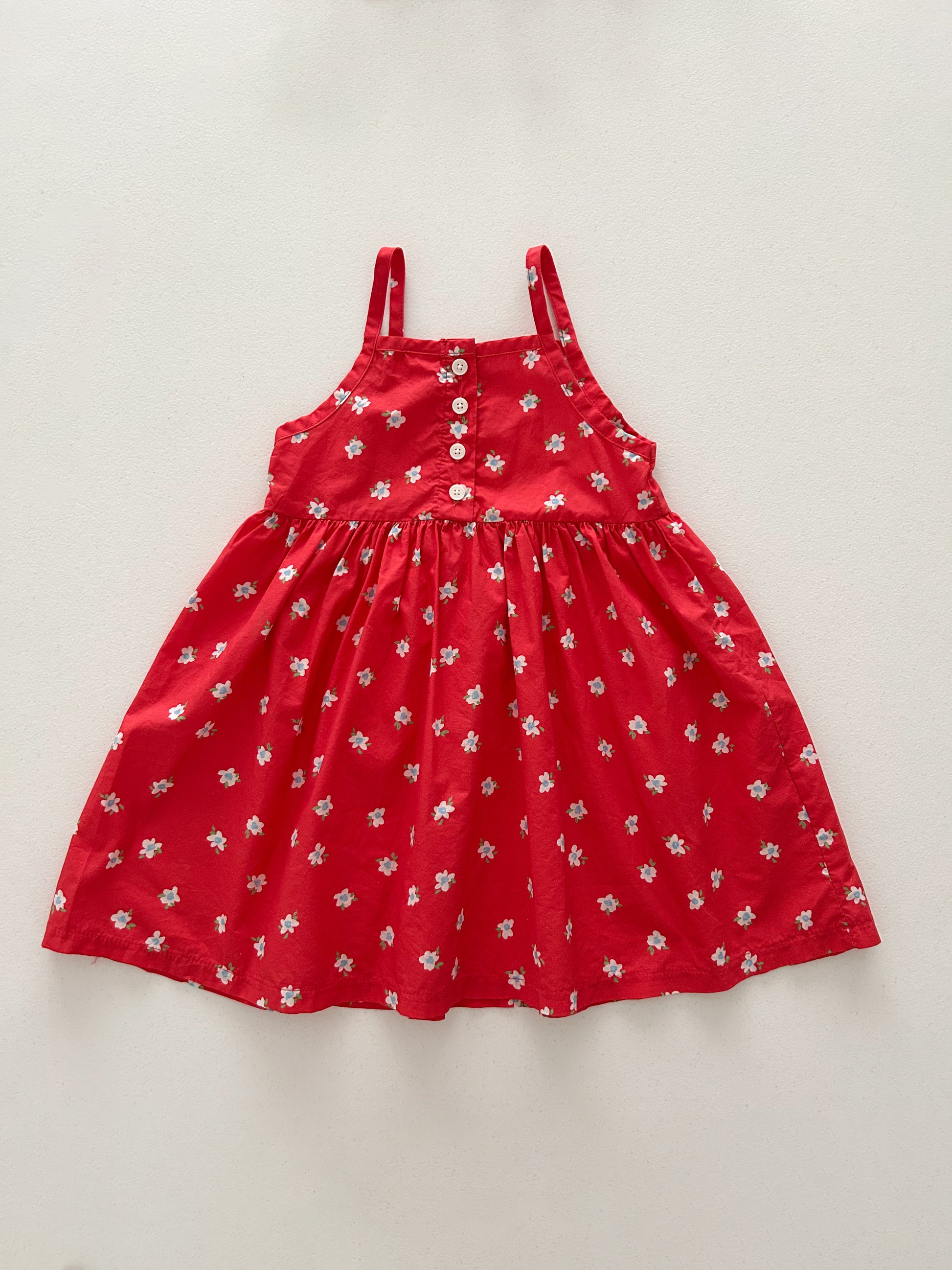 Kids SS25 Floral Front Button Dress (2-7y) - Red - AT NOON STORE