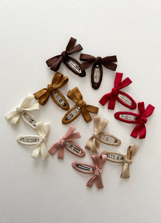 Girls Bow Snap Hair Clips (2pk) - 6 Colors - AT NOON STORE