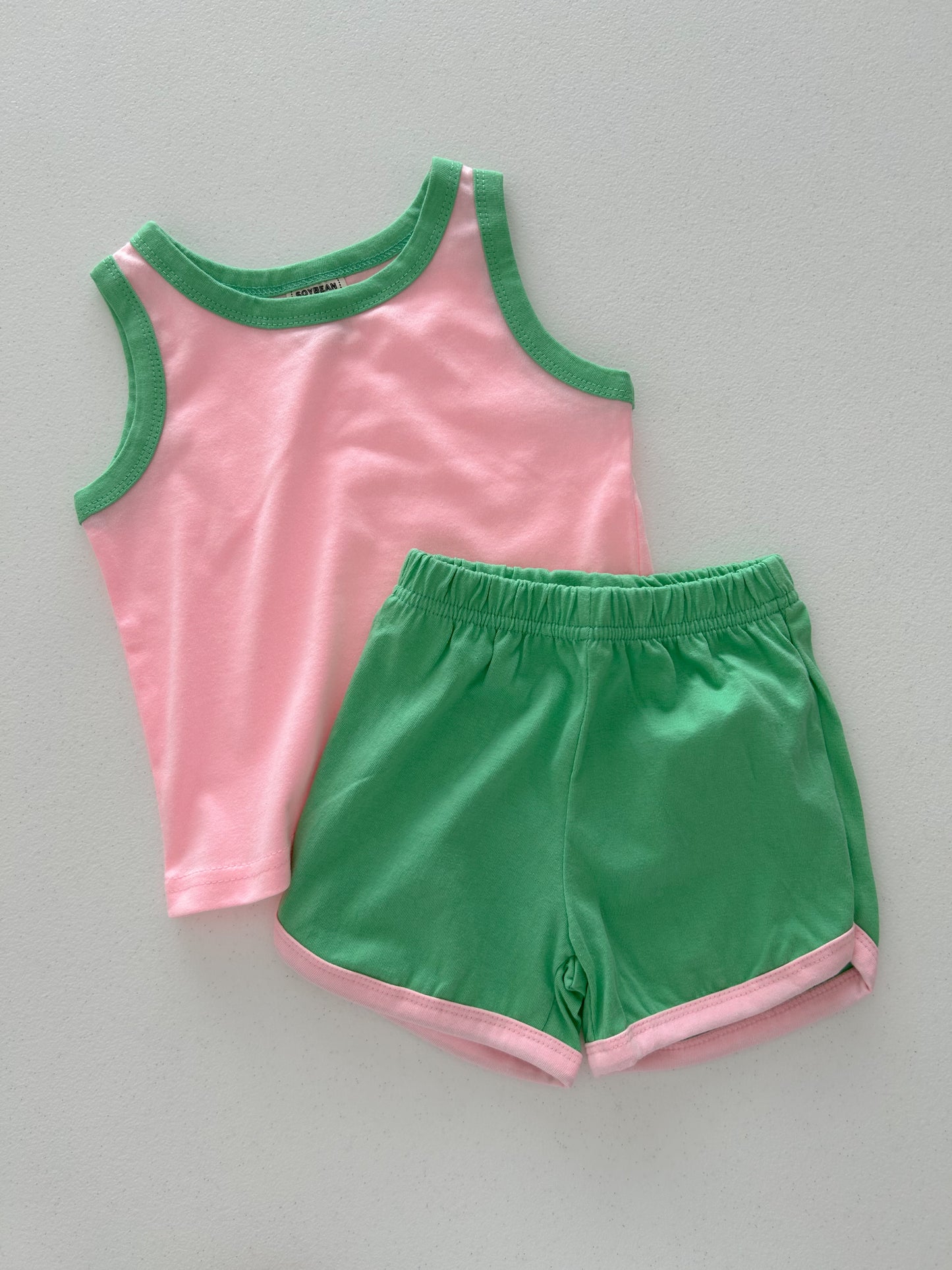 Kids Soy SS25 Contrast Trim Sleeveless Top and Shorts Set (1-6y) - 2 Colors