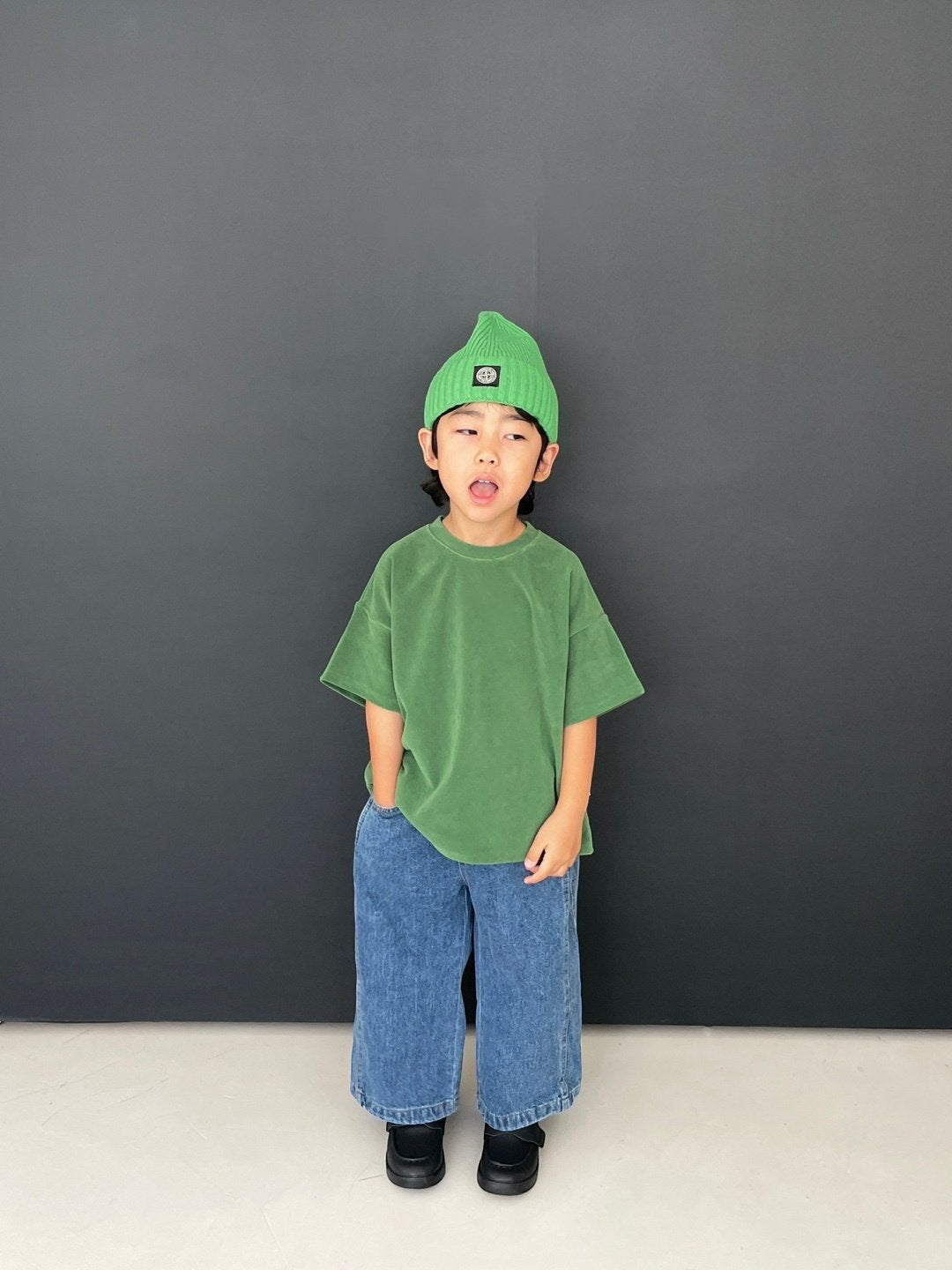 Toddler F25 Velvet Short Sleeve Loose Fit Top (2-7y) - 3 Colors