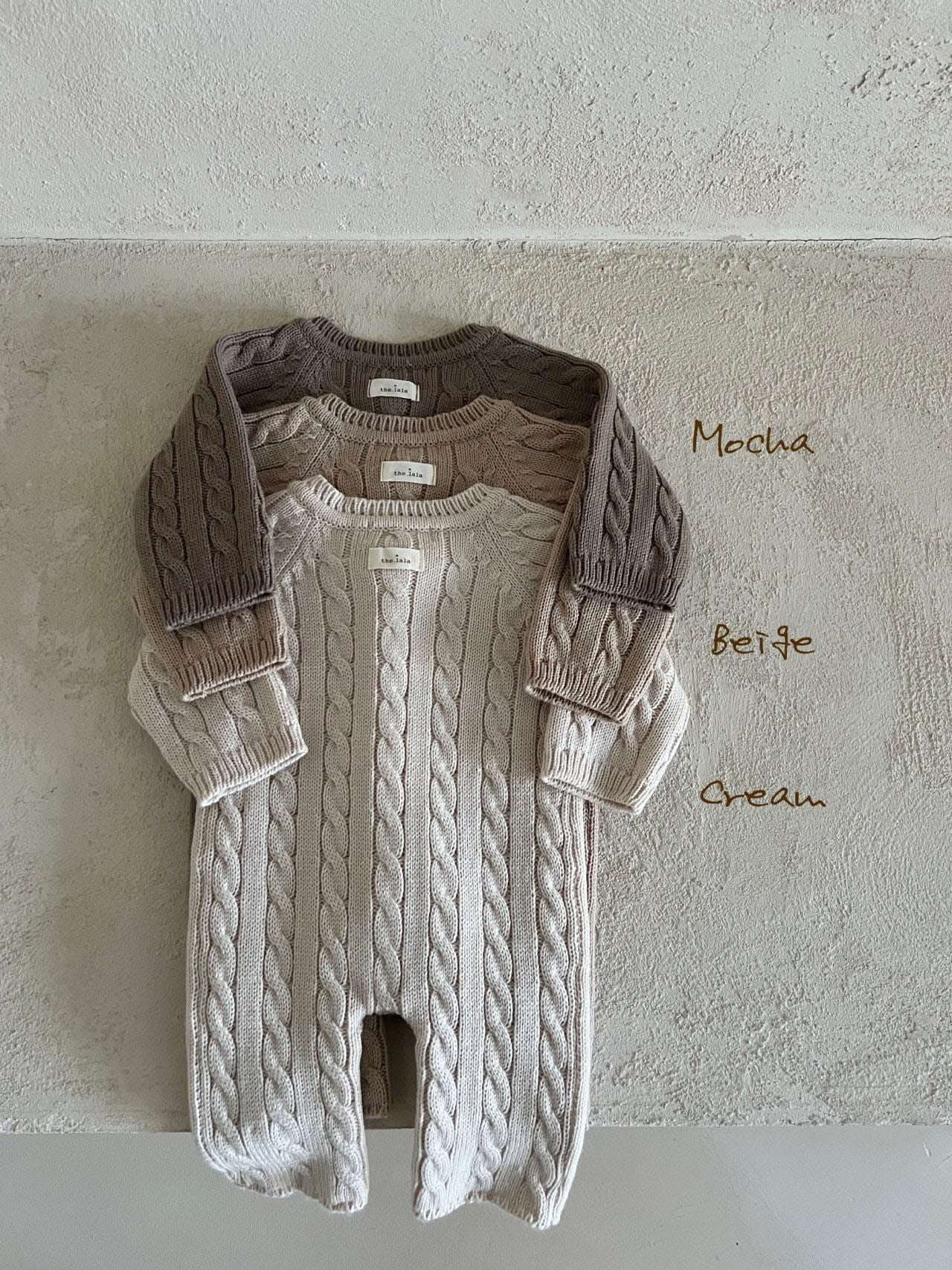 Baby Cable Knit Sweater Long Sleeve Jumpsuit (0-24m) - 3 Colors - AT NOON STORE