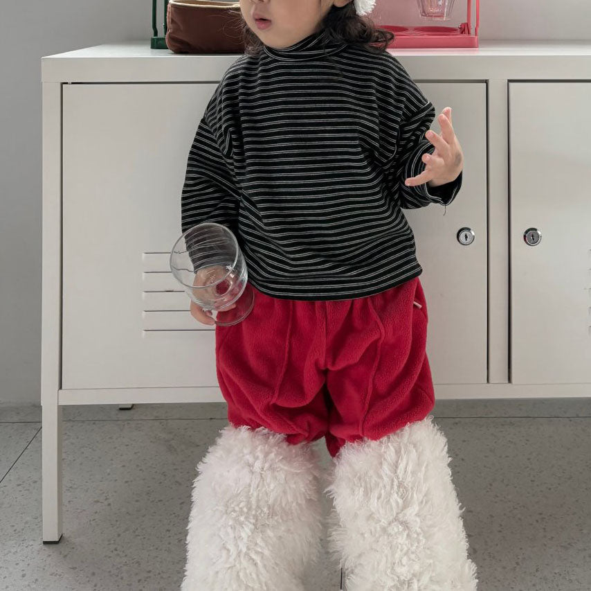 Toddler W25 Warm Fleece Stripe Mock Neck Long Sleeve Top (1-7y) - 2 Colors