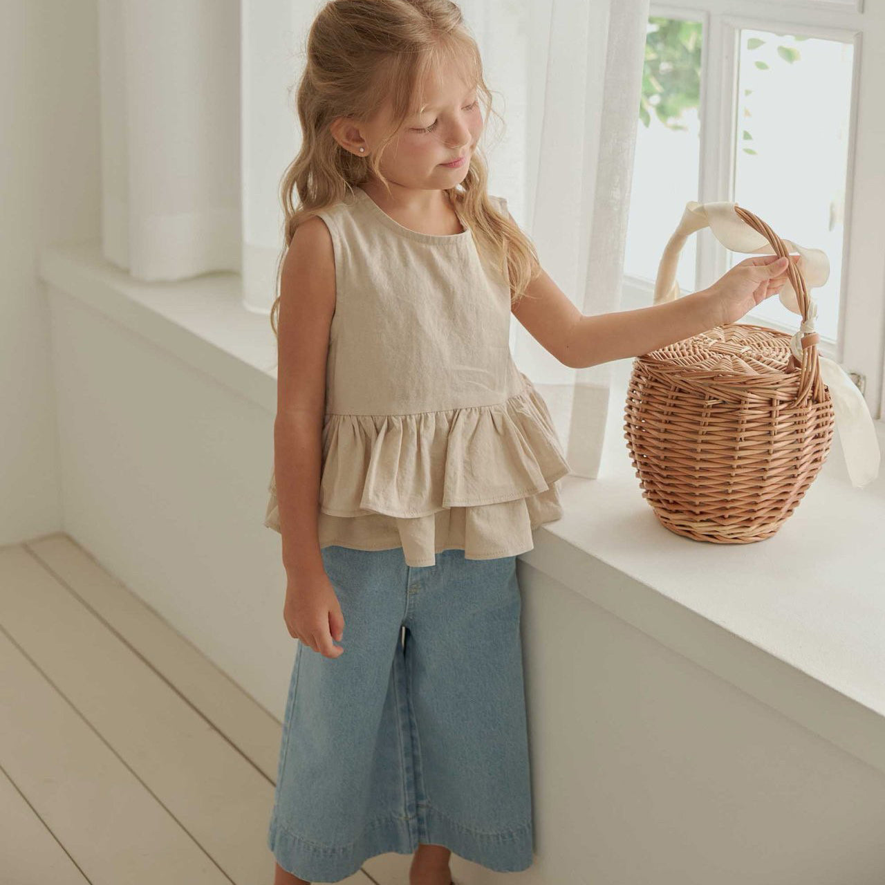 Toddler SS26 Wide Denim Pants (1-6y) - Denim - AT NOON STORE