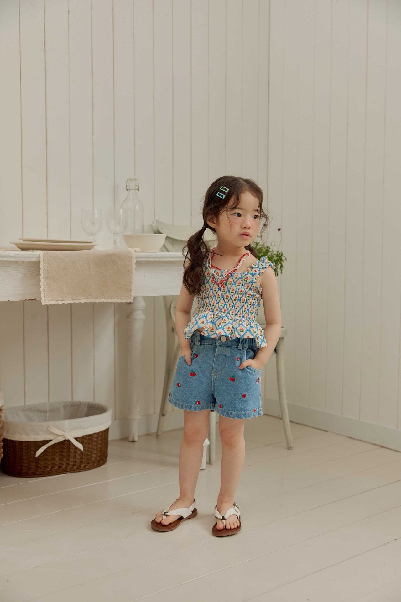 Toddler SS26 Smocked Peplum Top (1-6y) - Blue - AT NOON STORE