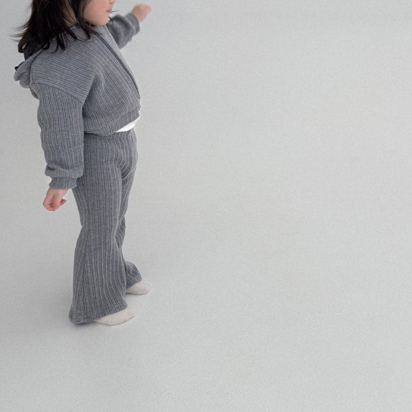 Toddler Bella F25 Ribbed Long Sleeve Zip Up Hoodie and Flare Pants Set (1-6y) - 2 Colors - AT NOON STORE