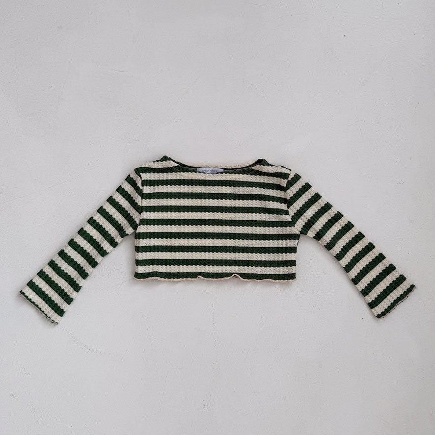 Toddler SS25 Stripe Long Sleeve Crop Top and Frill Shorts Set (2-7y) - 2 Colors - AT NOON STORE