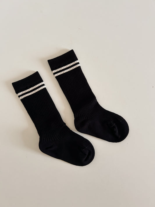 Baby Toddler Double Line Knee Socks (0-8y) - Ivory Line - AT NOON STORE